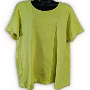 Fenini Lemon Yellow T-Shirt Size Large Short Slv 100% Cotton Round Neck Basics